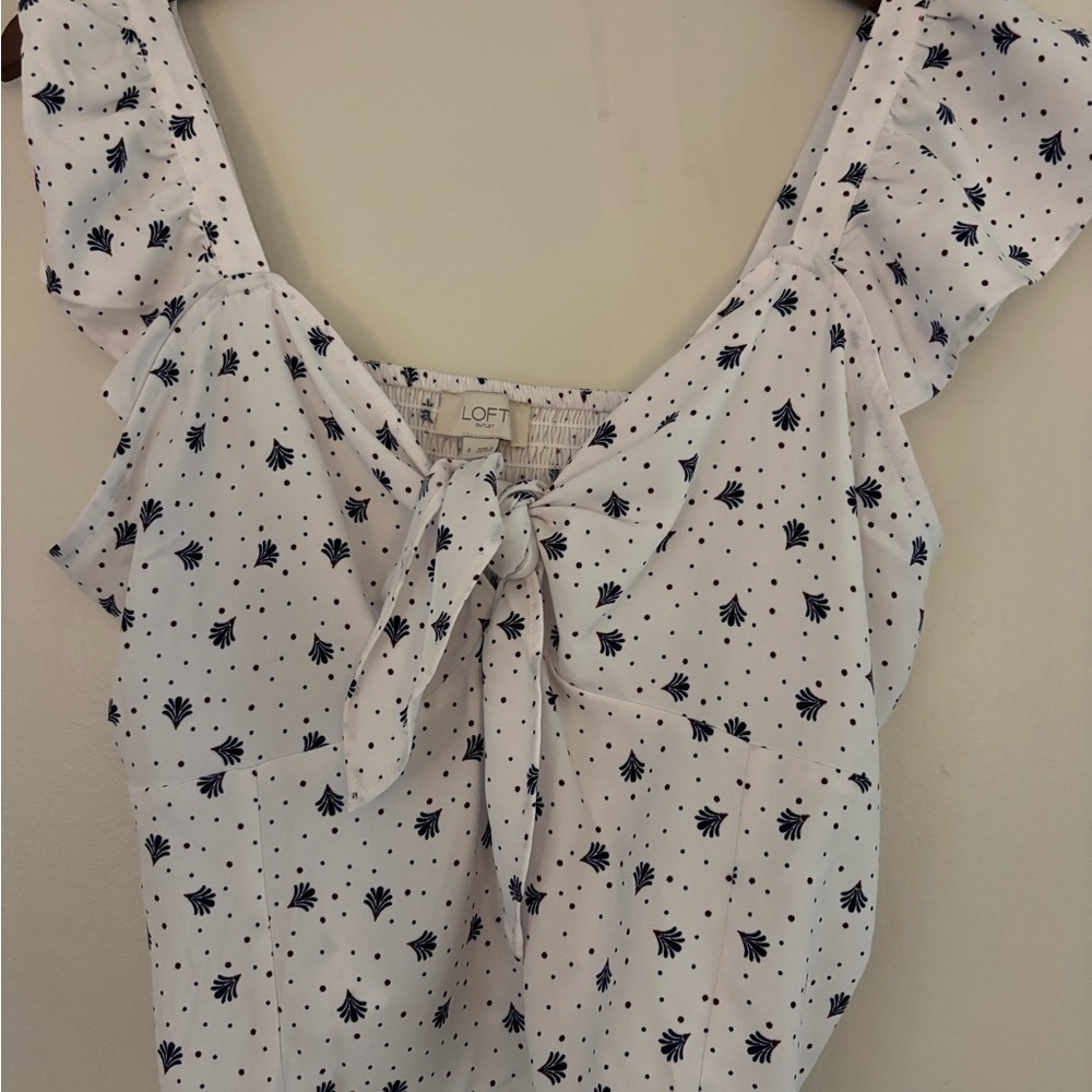 LOFT Black and White Patterned Blouse